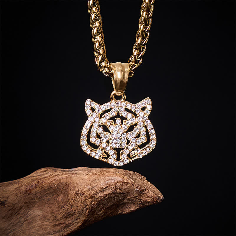 Buddha Stones Collier de force en acier titane avec tête de tigre du zodiaque chinois - image 1