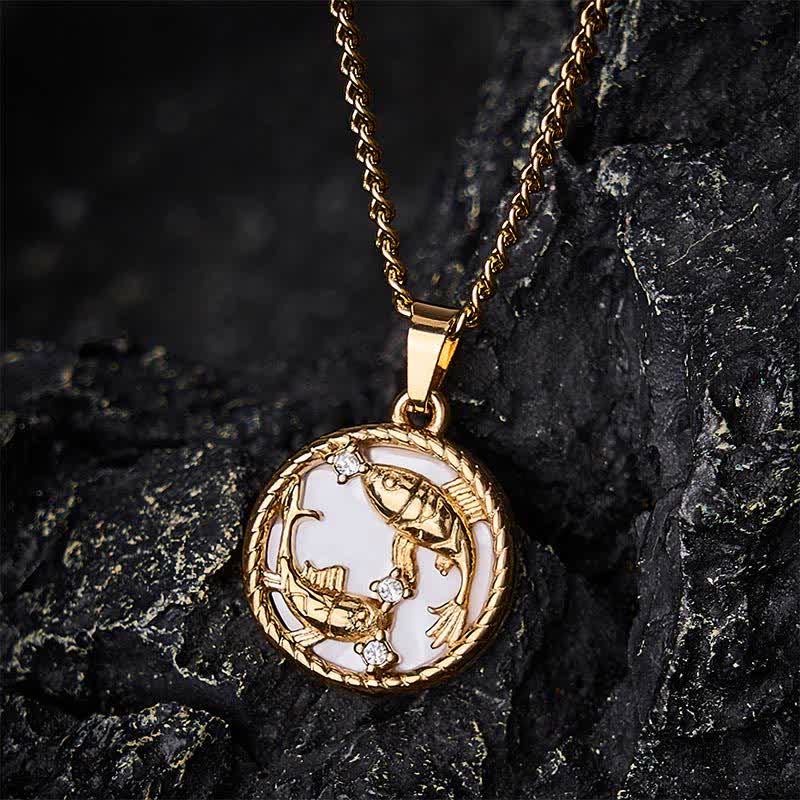 Buddha Stones Collier pendentif rond en acier titane représentant une carpe koï, symbole de force et de succès - image 2