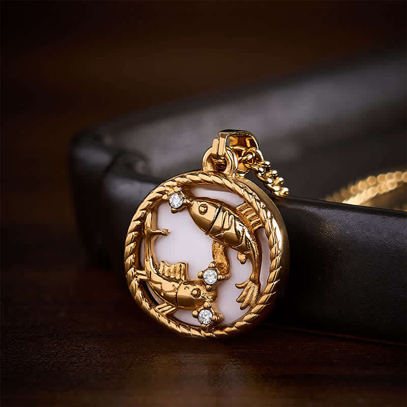 Buddha Stones Collier pendentif rond en acier titane représentant une carpe koï, symbole de force et de succès - image 4