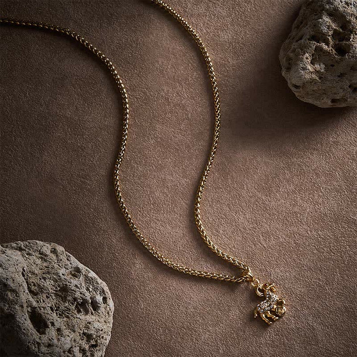 Buddha Stones Collier pendentif chèvre du zodiaque chinois en acier titane, symbole de prospérité - image 6