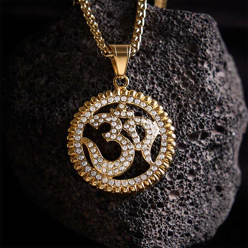 Buddha Stones Collier pendentif OM en acier titane pour la force et la pleine conscience - image 8