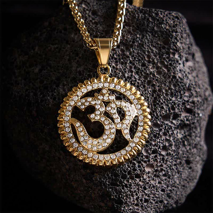 Buddha Stones Collier pendentif OM en acier titane pour la force et la pleine conscience - image 8