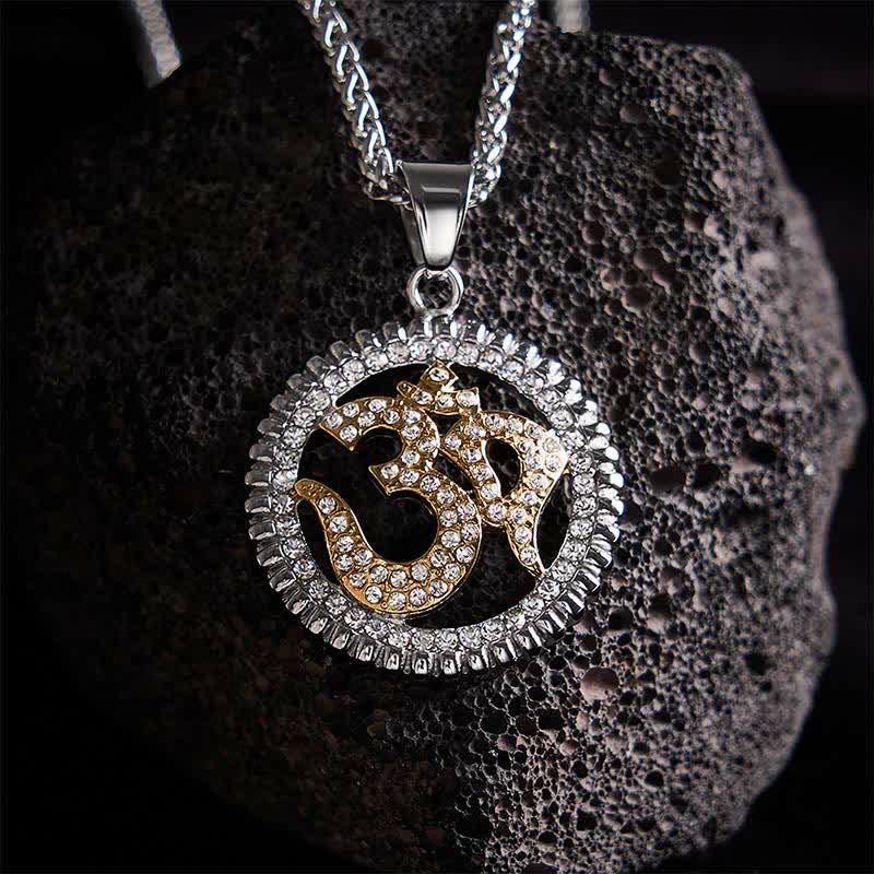 Buddha Stones Collier pendentif OM en acier titane pour la force et la pleine conscience - image 12
