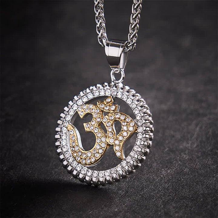 Buddha Stones Collier pendentif OM en acier titane pour la force et la pleine conscience - Bicolore - image 9