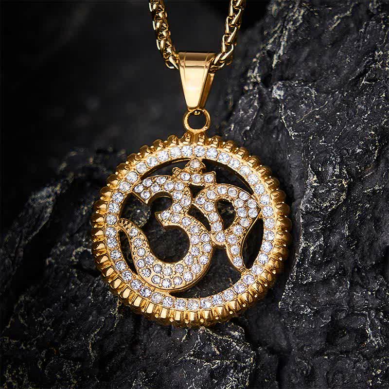 Buddha Stones Collier pendentif OM en acier titane pour la force et la pleine conscience - image 2