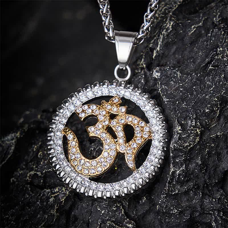 Buddha Stones Collier pendentif OM en acier titane pour la force et la pleine conscience - image 14