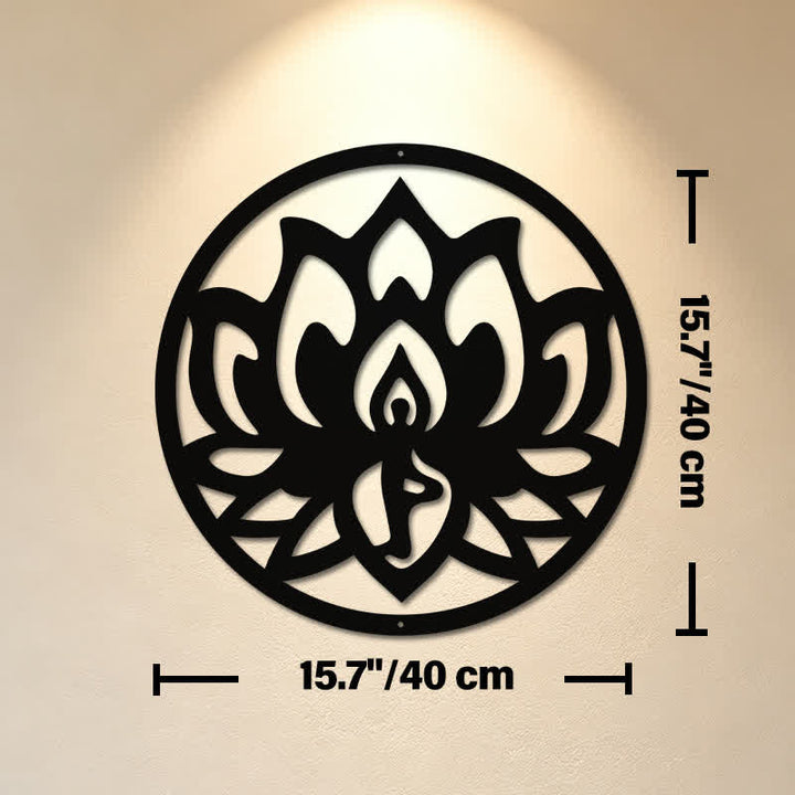 Buddha Stones Lotus rond, symbole de l'illumination, en fer noir, art mural - Environ 40 cm x 40 cm x 0,1 cm / 15,75 po x 15,75 po x 0,04 po - image 8