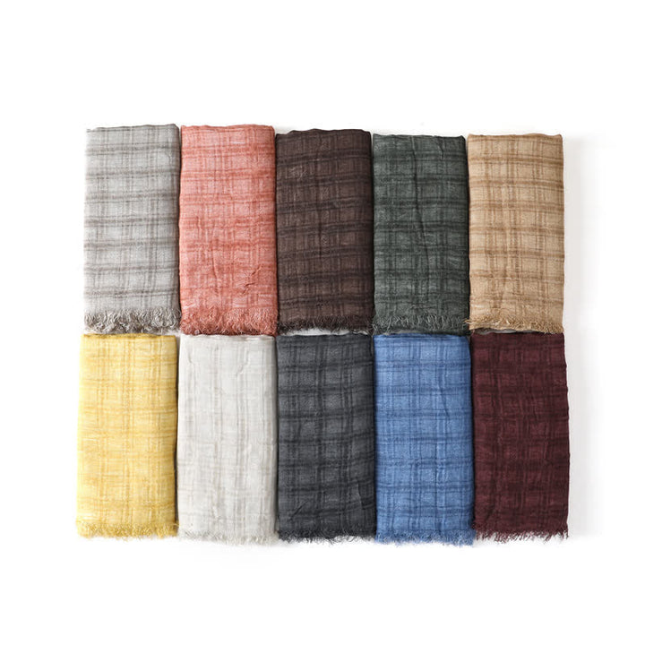 Buddha Stones Écharpe drapée à carreaux texturés pour homme, printemps-automne - image 13