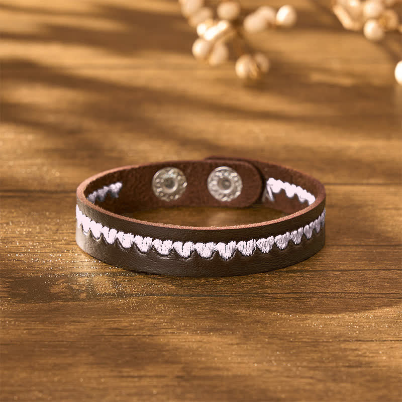 Buddha Stones Bracelet de protection ajustable en cuir brodé d'un cœur et d'une boucle. - image 16