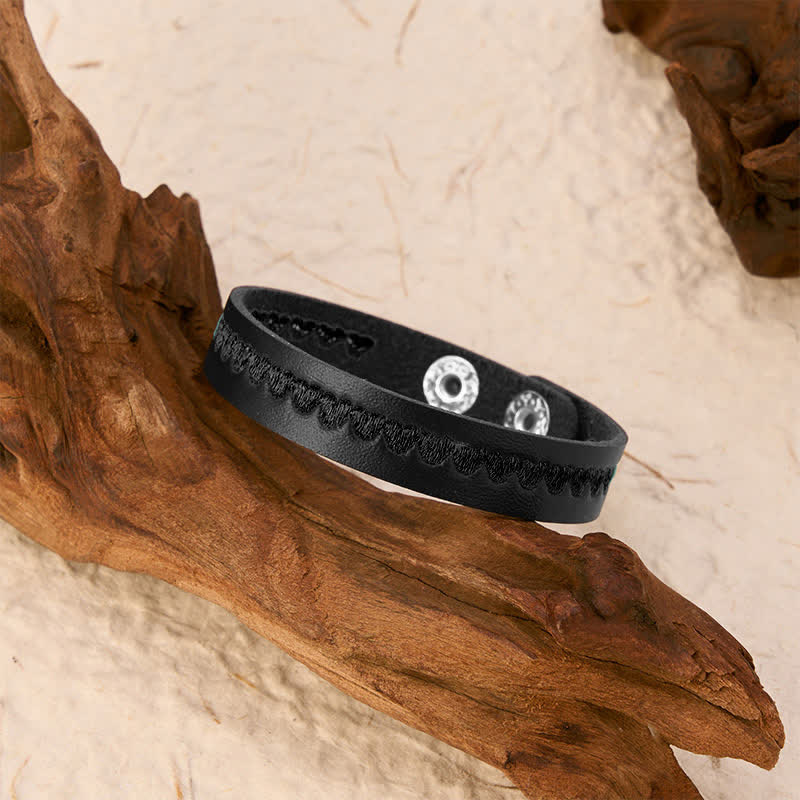 Buddha Stones Bracelet de protection ajustable en cuir brodé d'un cœur et d'une boucle. - image 32