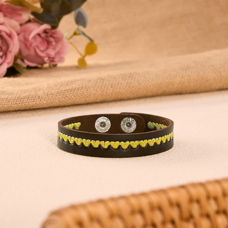 Buddha Stones Bracelet de protection ajustable en cuir brodé d'un cœur et d'une boucle. - image 10