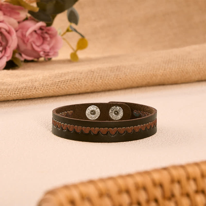 Buddha Stones Bracelet de protection ajustable en cuir brodé d'un cœur et d'une boucle. - image 24