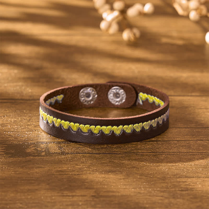 Buddha Stones Bracelet de protection ajustable en cuir brodé d'un cœur et d'une boucle. - image 9
