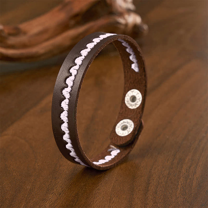 Buddha Stones Bracelet de protection ajustable en cuir brodé d'un cœur et d'une boucle. - Rose (Tour de poignet : env. 17–19 cm) - image 15