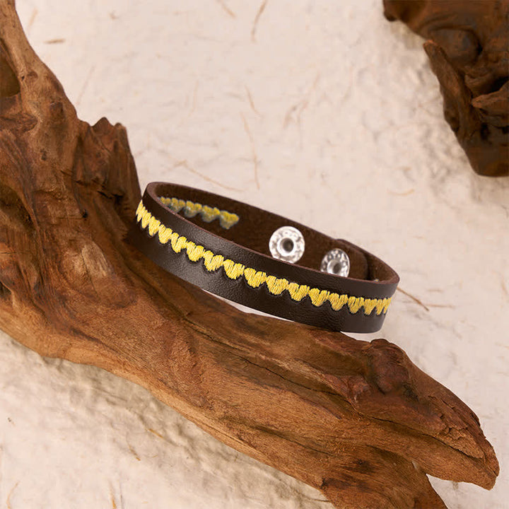 Buddha Stones Bracelet de protection ajustable en cuir brodé d'un cœur et d'une boucle. - image 11