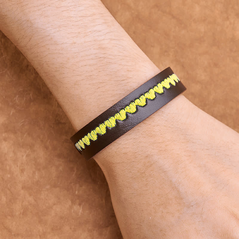 Buddha Stones Bracelet de protection ajustable en cuir brodé d'un cœur et d'une boucle. - image 12