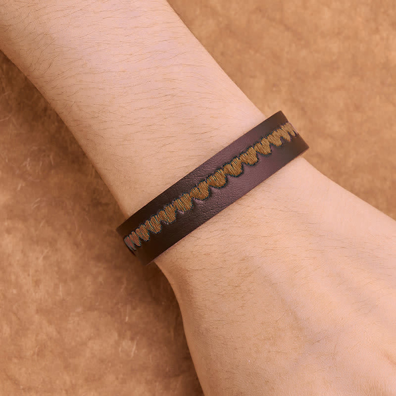 Buddha Stones Bracelet de protection ajustable en cuir brodé d'un cœur et d'une boucle. - image 26