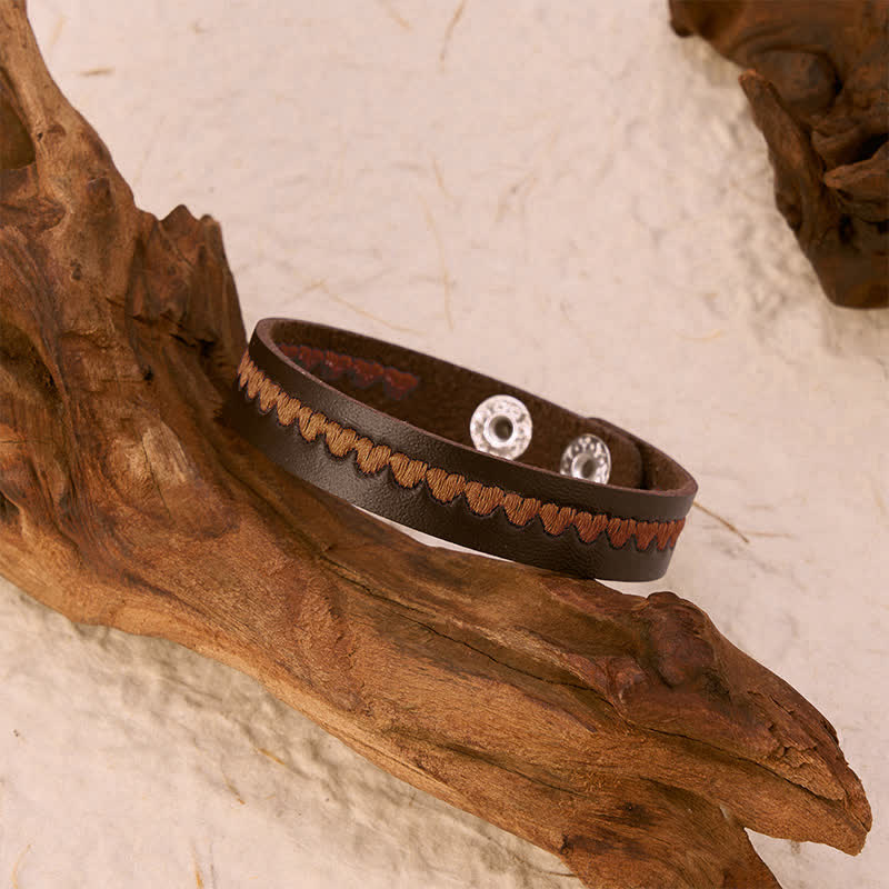 Buddha Stones Bracelet de protection ajustable en cuir brodé d'un cœur et d'une boucle. - image 25