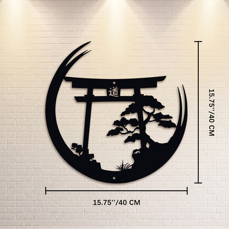 Buddha Stones Torii noir mat et pin, symboles significatifs, art mural - Environ 40 cm x 40 cm x 0,1 cm / 15,75 po x 15,75 po x 0,04 po - image 8