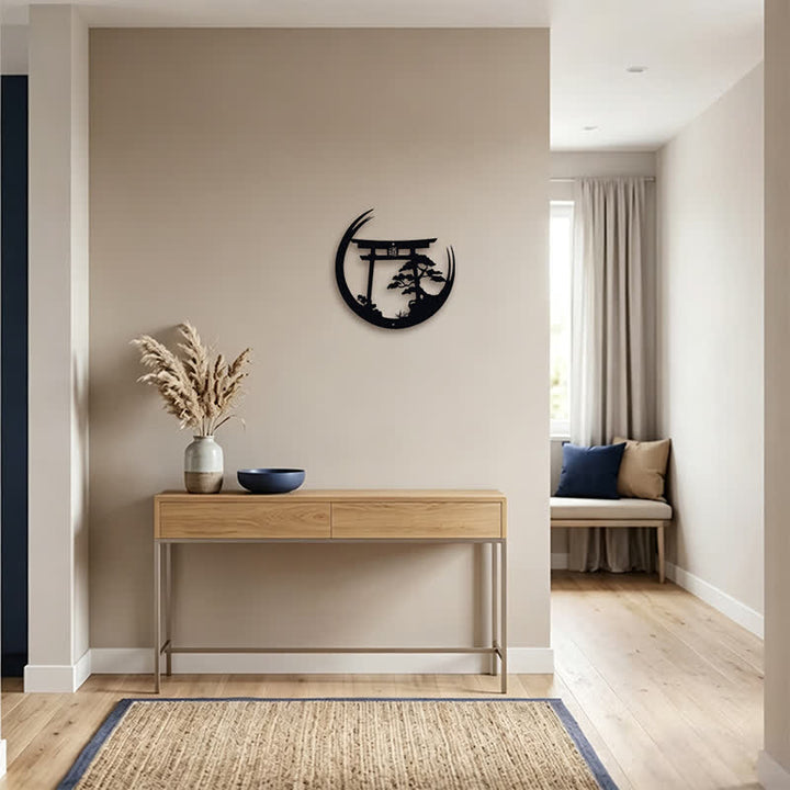 Buddha Stones Torii noir mat et pin, symboles significatifs, art mural - image 7