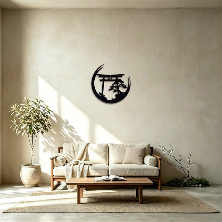 Buddha Stones Torii noir mat et pin, symboles significatifs, art mural - image 15