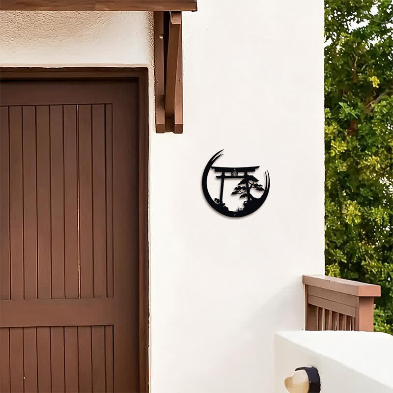 Buddha Stones Torii noir mat et pin, symboles significatifs, art mural - image 3