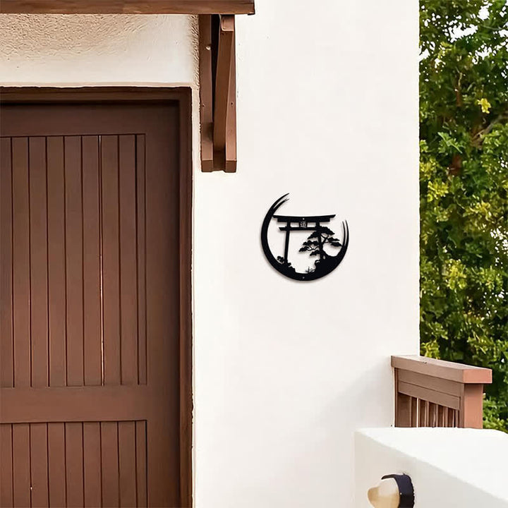 Buddha Stones Torii noir mat et pin, symboles significatifs, art mural - image 3