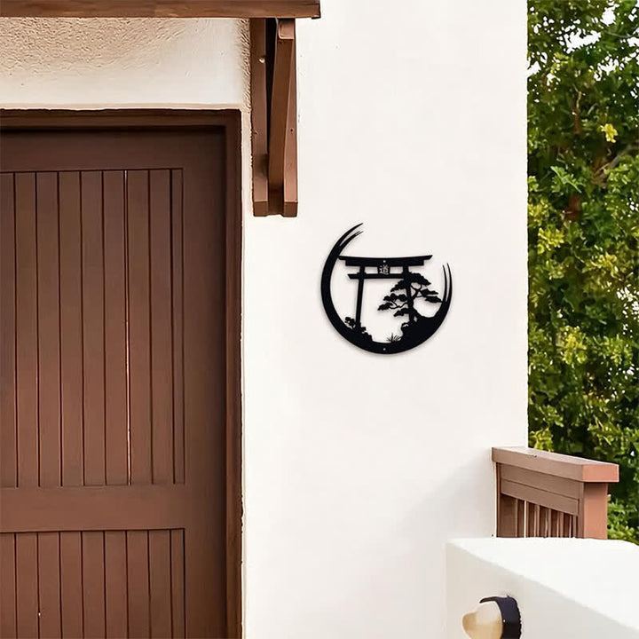 Buddha Stones Torii noir mat et pin, symboles significatifs, art mural - image 5
