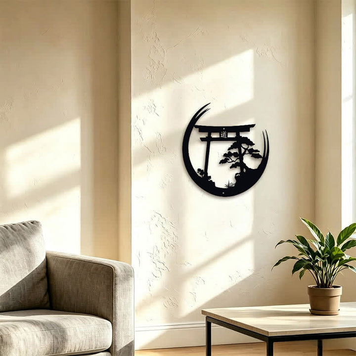 Buddha Stones Torii noir mat et pin, symboles significatifs, art mural - image 9