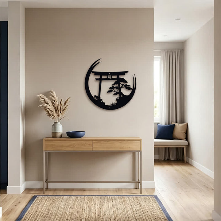 Buddha Stones Torii noir mat et pin, symboles significatifs, art mural - image 14