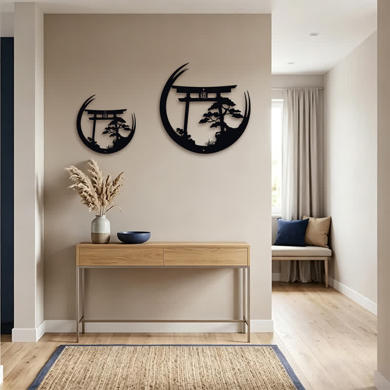 Buddha Stones Torii noir mat et pin, symboles significatifs, art mural - image 16