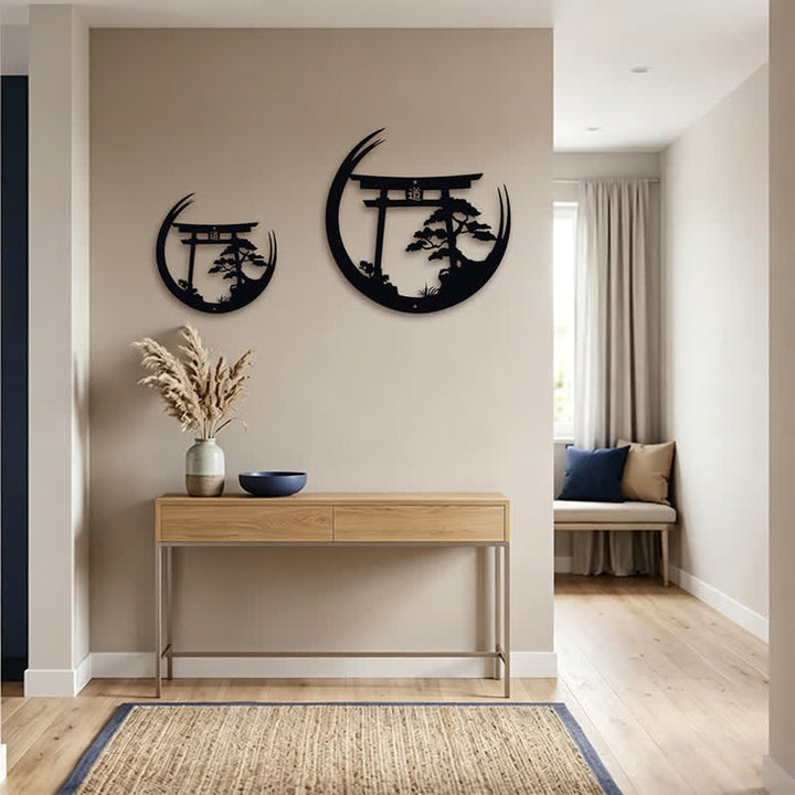Buddha Stones Torii noir mat et pin, symboles significatifs, art mural - image 16