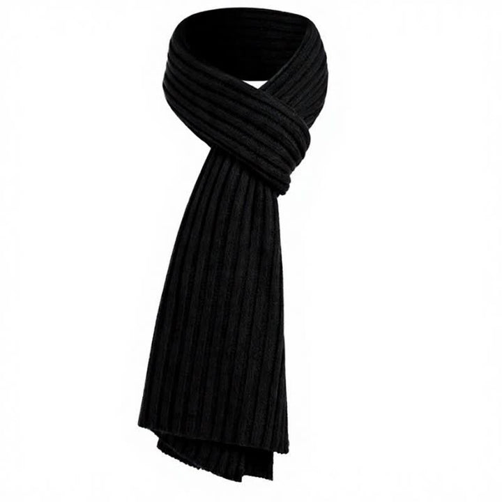 Buddha Stones Écharpe longue côtelée classique automne-hiver pour homme - Noir - image 2
