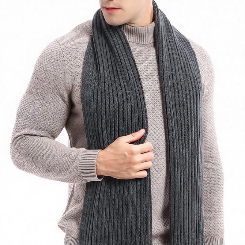 Buddha Stones Écharpe longue côtelée classique automne-hiver pour homme - image 9