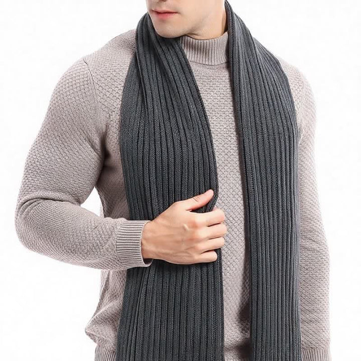 Buddha Stones Écharpe longue côtelée classique automne-hiver pour homme - image 9