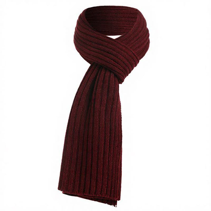 Buddha Stones Écharpe longue côtelée classique automne-hiver pour homme - Rouge foncé - image 5