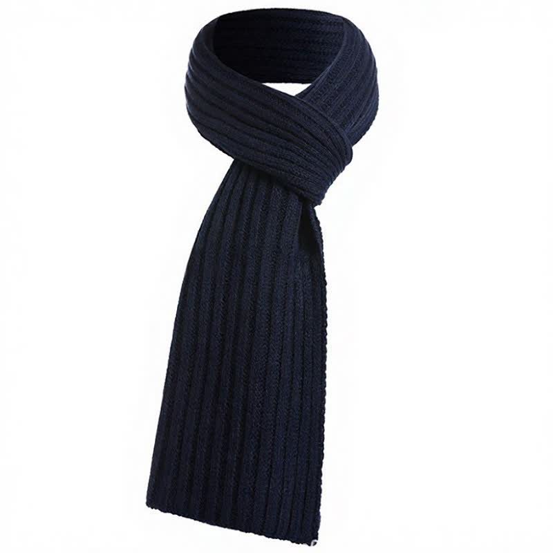 Buddha Stones Écharpe longue côtelée classique automne-hiver pour homme - Bleu nuit - image 1