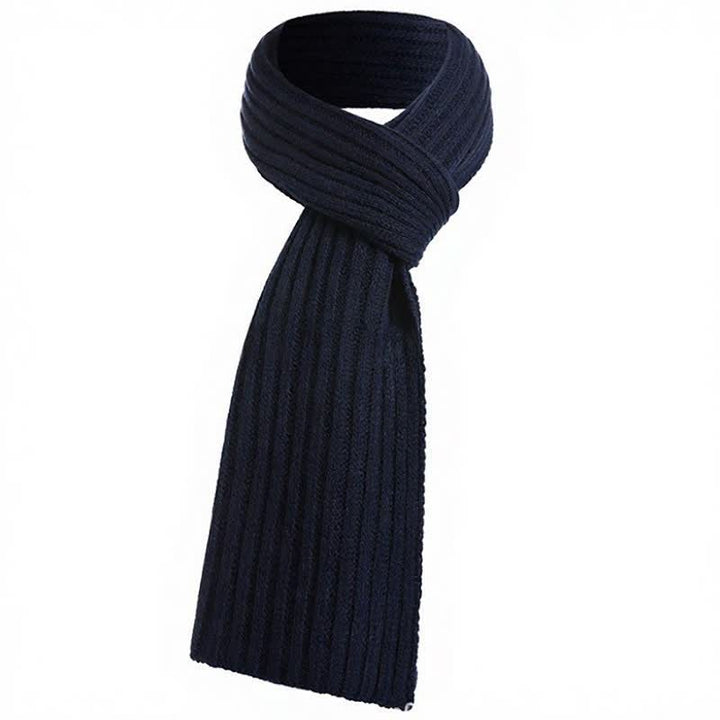 Buddha Stones Écharpe longue côtelée classique automne-hiver pour homme - Bleu nuit - image 1