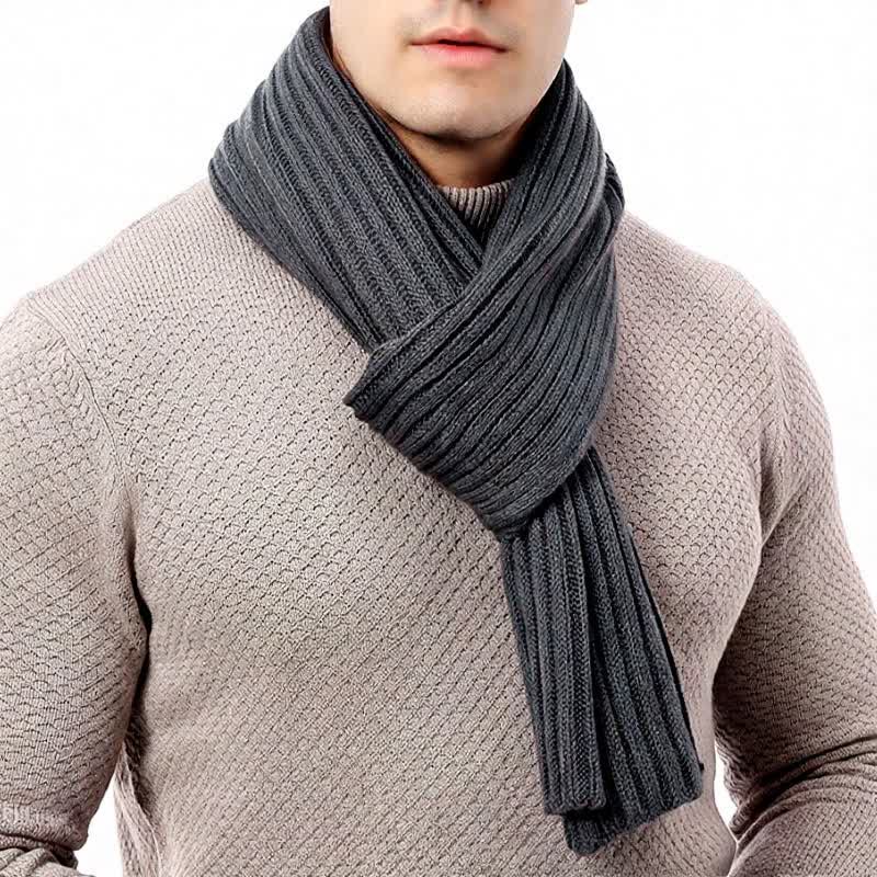 Buddha Stones Écharpe longue côtelée classique automne-hiver pour homme - image 10
