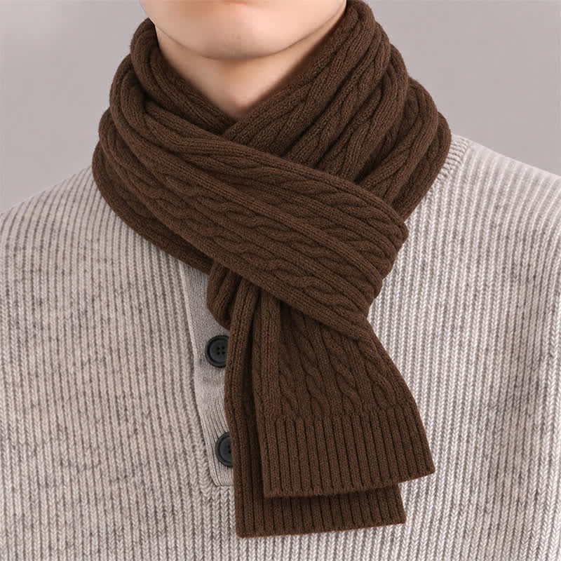 Buddha Stones Écharpe chaude classique en maille torsadée pour homme, automne-hiver - image 1