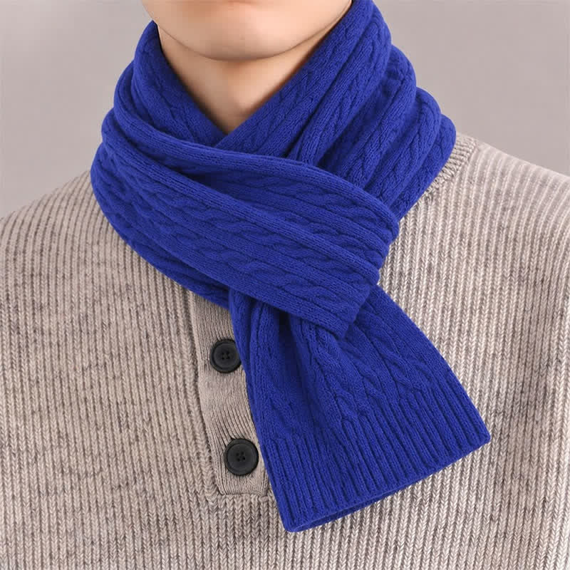 Buddha Stones Écharpe chaude classique en maille torsadée pour homme, automne-hiver - image 15