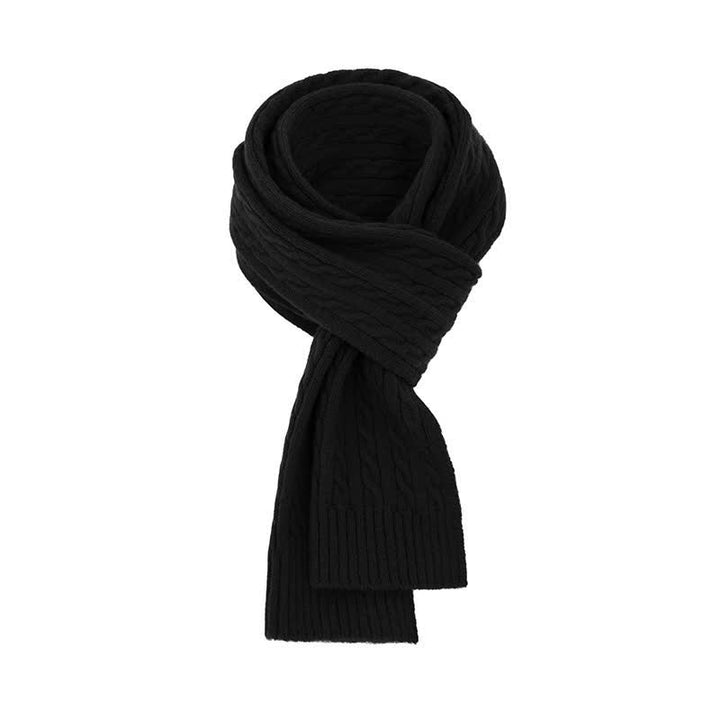 Buddha Stones Écharpe chaude classique en maille torsadée pour homme, automne-hiver - Noir - image 6