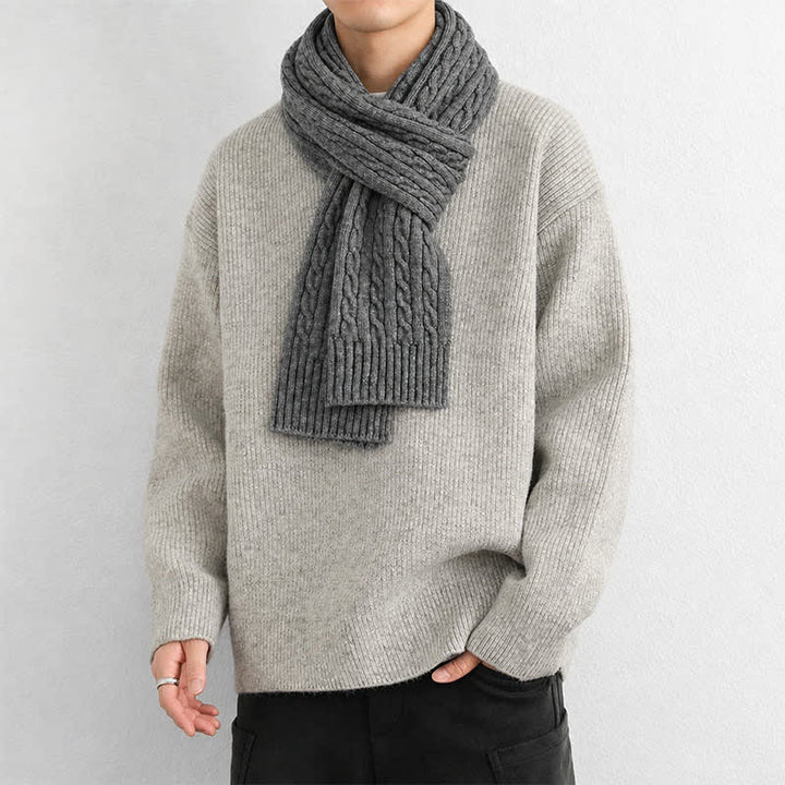 Buddha Stones Écharpe chaude classique en maille torsadée pour homme, automne-hiver - image 17
