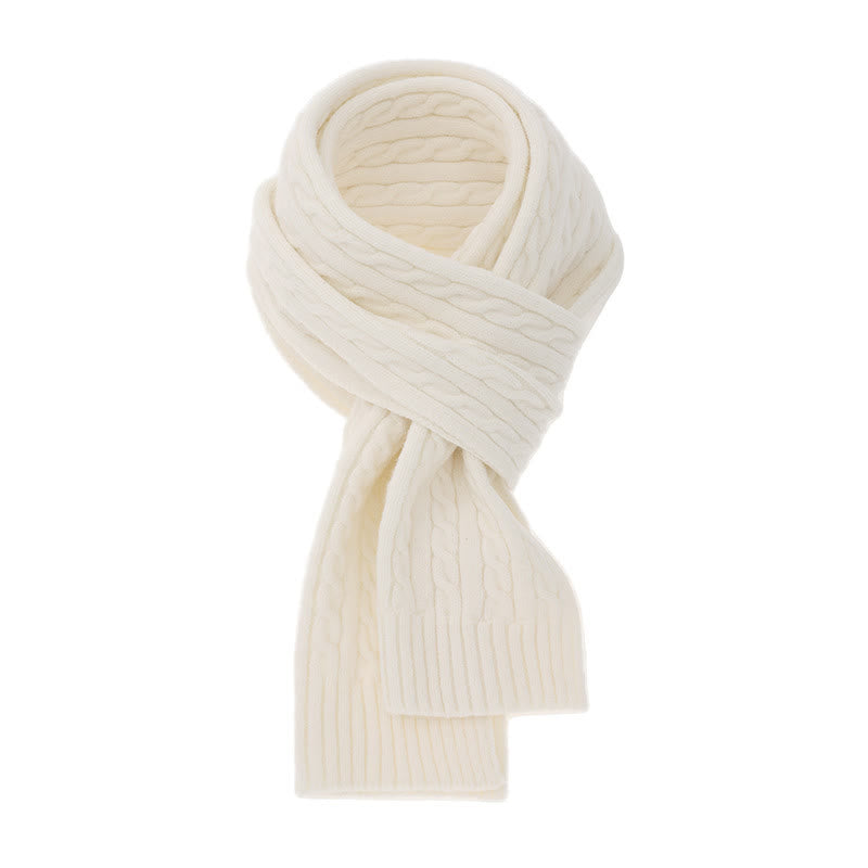 Buddha Stones Écharpe chaude classique en maille torsadée pour homme, automne-hiver - Ivoire - image 22