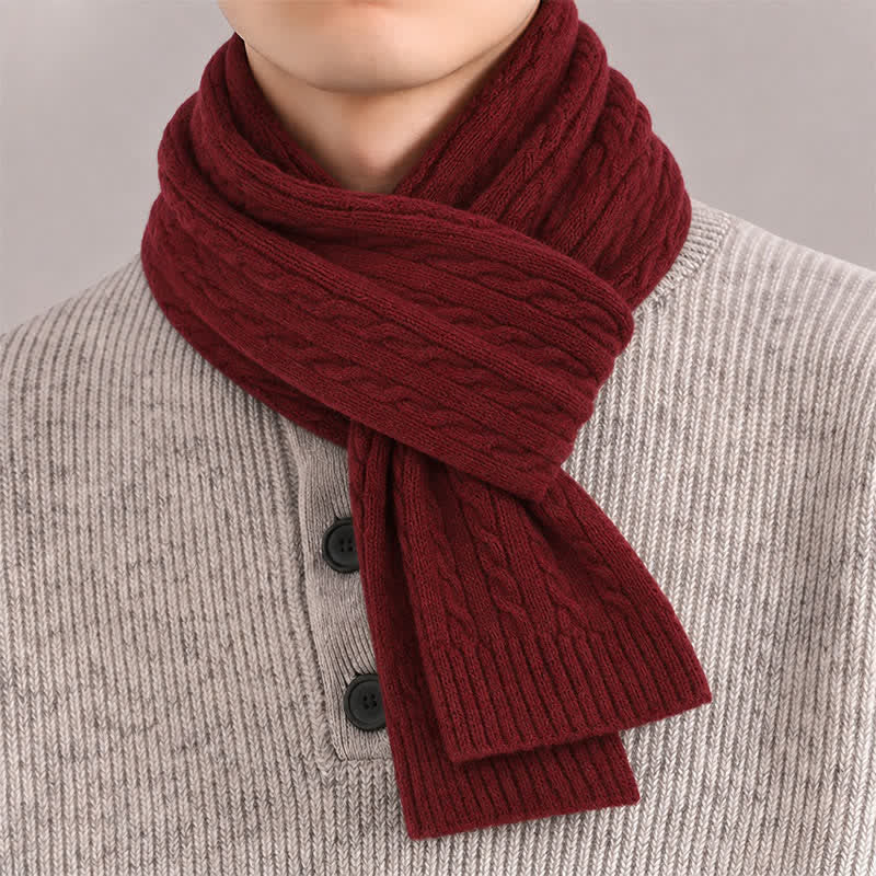 Buddha Stones Écharpe chaude classique en maille torsadée pour homme, automne-hiver - image 9