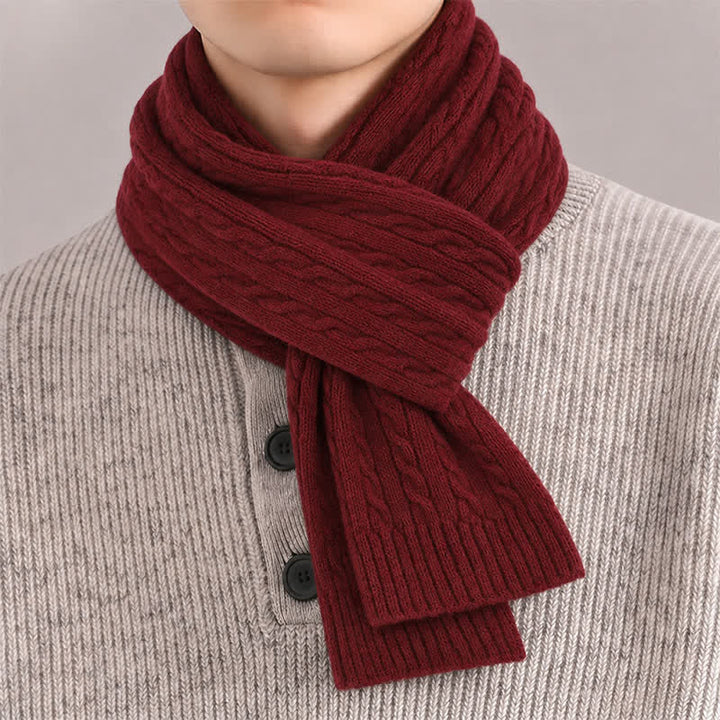 Buddha Stones Écharpe chaude classique en maille torsadée pour homme, automne-hiver - image 9