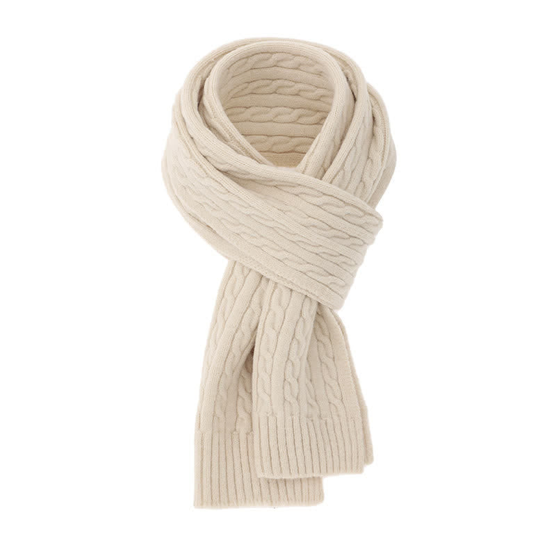 Buddha Stones Écharpe chaude classique en maille torsadée pour homme, automne-hiver - Beige - image 20