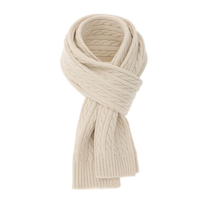 Buddha Stones Écharpe chaude classique en maille torsadée pour homme, automne-hiver - Beige - image 20