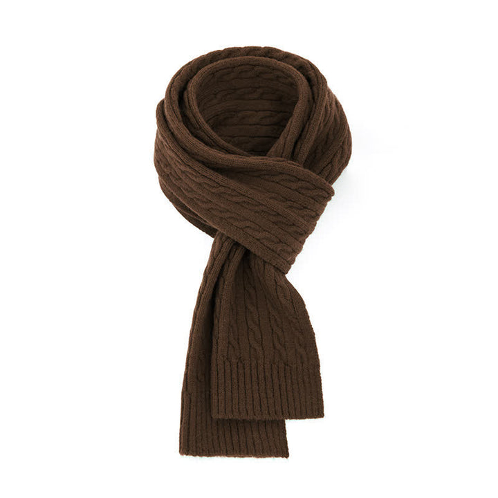 Buddha Stones Écharpe chaude classique en maille torsadée pour homme, automne-hiver - SaddleBrown - image 0