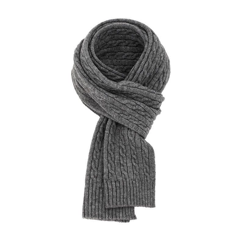 Buddha Stones Écharpe chaude classique en maille torsadée pour homme, automne-hiver - Gris - image 16
